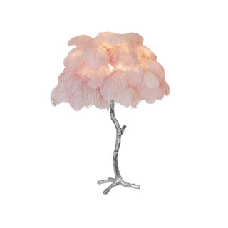Swan Natural Ostrich Feather Table Light