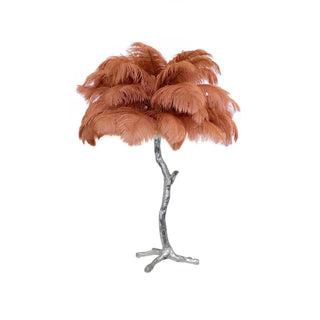 Swan Natural Ostrich Feather Table Light