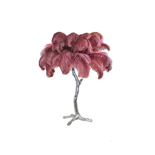 Swan Natural Ostrich Feather Table Light