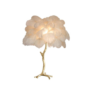 Swan Natural Ostrich Feather Table Light