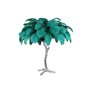 Swan Natural Ostrich Feather Table Light
