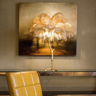 Swan Natural Ostrich Feather Table Light