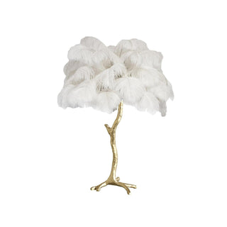 Swan Natural Ostrich Feather Table Light