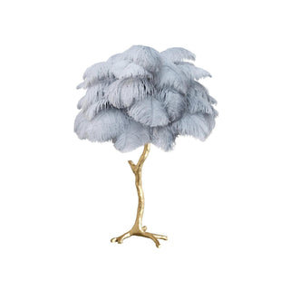 Swan Natural Ostrich Feather Table Light