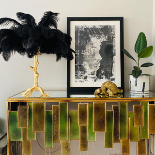 Swan Natural Ostrich Feather Table Light