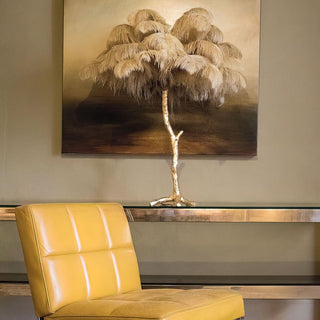 Swan Natural Ostrich Feather Table Light