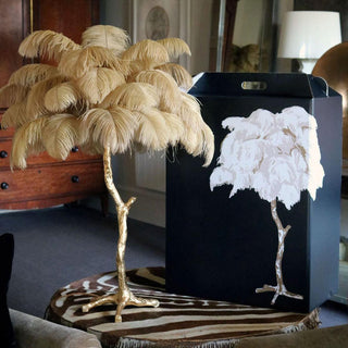 Swan Natural Ostrich Feather Table Light