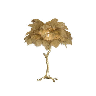 Swan Natural Ostrich Feather Table Light