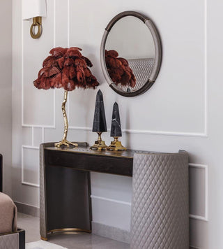 Swan Natural Ostrich Feather Table Light