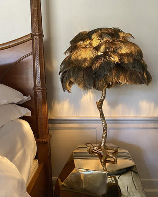 Swan Natural Ostrich Feather Table Light