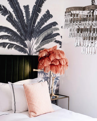 Swan Natural Ostrich Feather Table Light