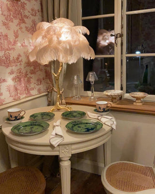 Swan Natural Ostrich Feather Table Light