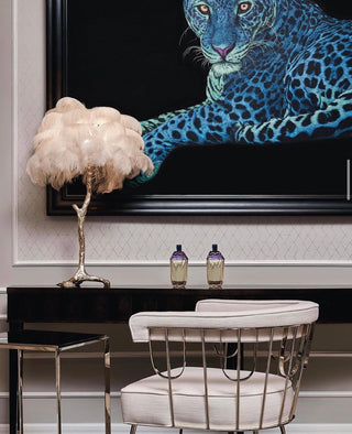 Swan Natural Ostrich Feather Table Light