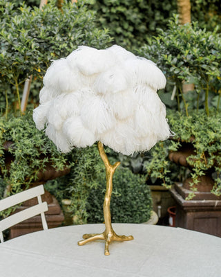 Swan Natural Ostrich Feather Table Light