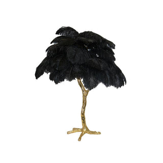 Swan Natural Ostrich Feather Table Light