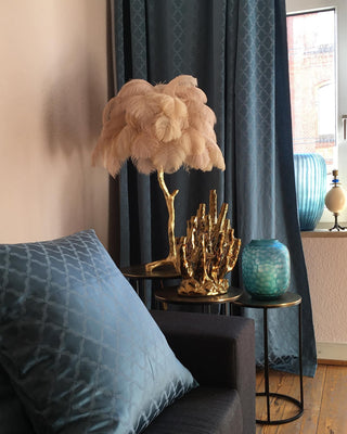 Swan Natural Ostrich Feather Table Light