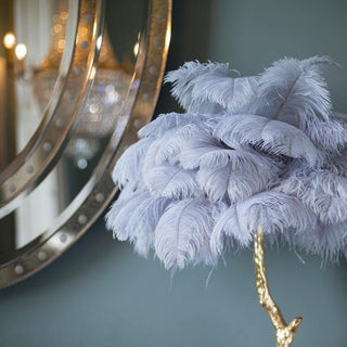 Swan Natural Ostrich Feather Table Light