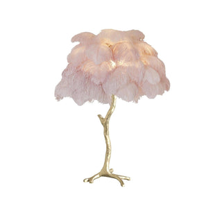 Swan Natural Ostrich Feather Table Light