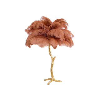 Swan Natural Ostrich Feather Table Light