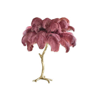 Swan Natural Ostrich Feather Table Light