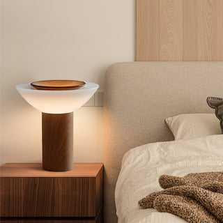 Theo Modern Wood & Glass Table Lamp