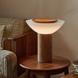 Theo Modern Wood & Glass Table Lamp