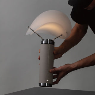 Palio Taupe Leather White Acrylic Table Lamp