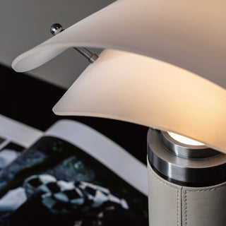 Palio Taupe Leather White Acrylic Table Lamp