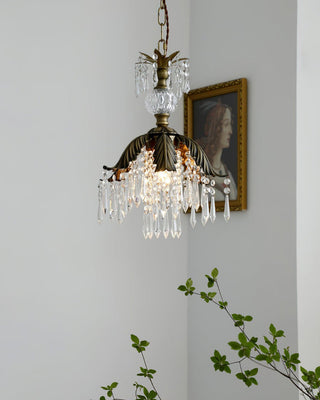 Liora Vintage Brass Crystal Chandelier