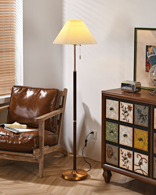 Parco Dark Wood Metal Floor Lamp