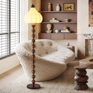 Pear Vintage Wood Bead Floor Lamp