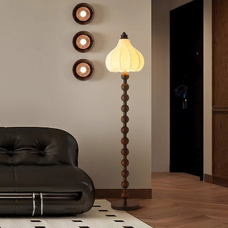 Pear Vintage Wood Bead Floor Lamp