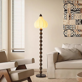 Pear Vintage Wood Bead Floor Lamp