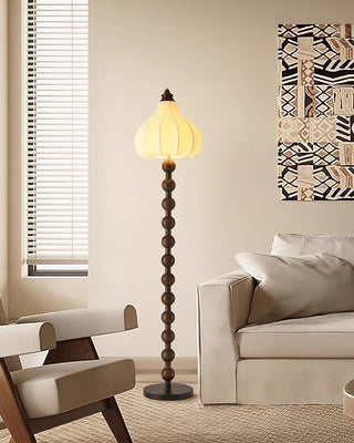 Pear Vintage Wood Bead Floor Lamp