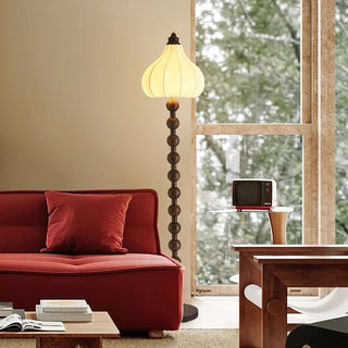 Pear Vintage Wood Bead Floor Lamp