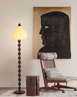 Pear Vintage Wood Bead Floor Lamp
