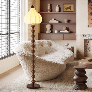 Pear Vintage Wood Bead Floor Lamp