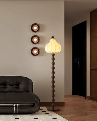 Pear Vintage Wood Bead Floor Lamp