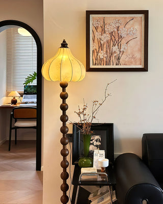 Pear Vintage Wood Bead Floor Lamp