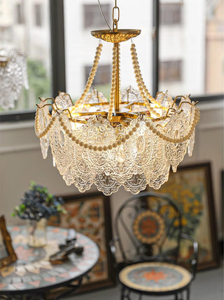 Pearls Vintage Glass Chandelier
