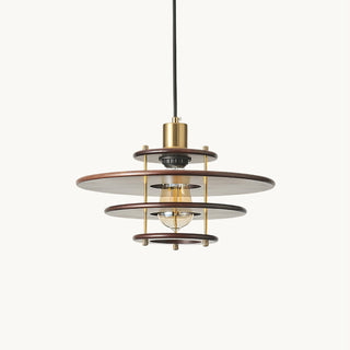 Pendel Layered Wood Brass Pendant Light