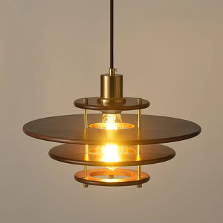 Pendel Layered Wood Brass Pendant Light
