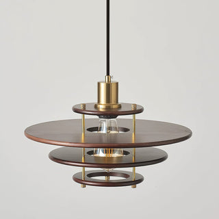 Pendel Layered Wood Brass Pendant Light