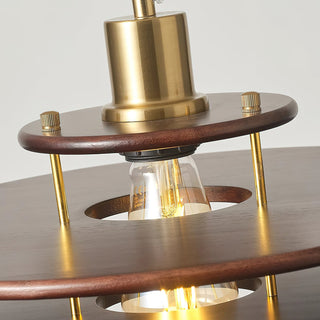 Pendel Layered Wood Brass Pendant Light