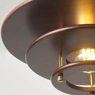 Pendel Layered Wood Brass Pendant Light