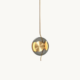 Dum Smoked Glass Disc & Brass Pendant Light