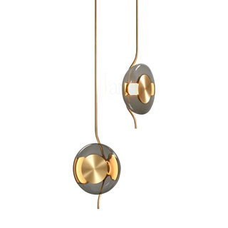 Dum Smoked Glass Disc & Brass Pendant Light