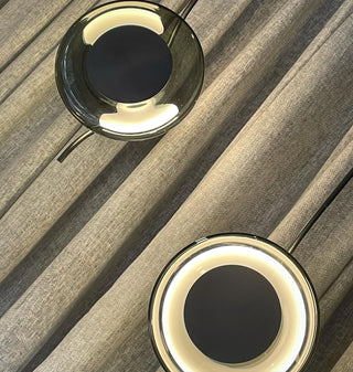 Dum Smoked Glass Disc & Brass Pendant Light