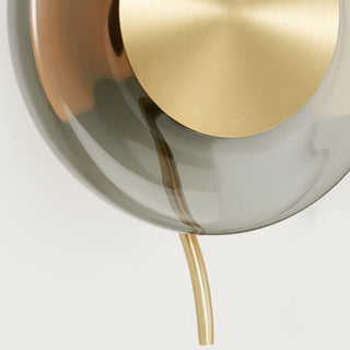 Dum Smoked Glass Disc & Brass Pendant Light