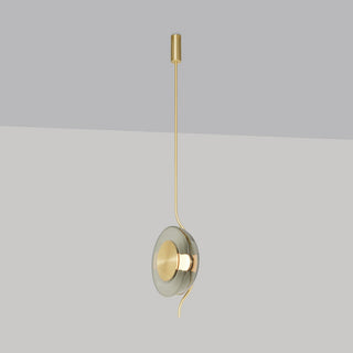 Dum Smoked Glass Disc & Brass Pendant Light